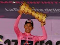 Egan Bernal celebrates winning the Giro d'Italia in May 2021