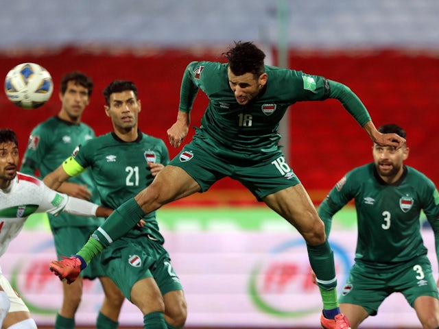 Iraq's Ayman Hussein in action on January 27, 2022