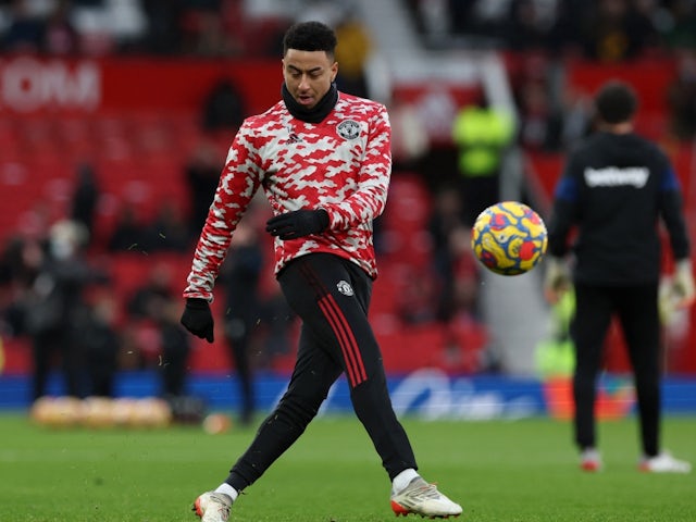  Manchester United's Jesse Lingard during the warm up before the match, January 22, 2022