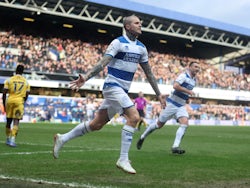 Queens Park Rangers' Lyndon Dykes celebrates scoring their first goal on January 29, 2022