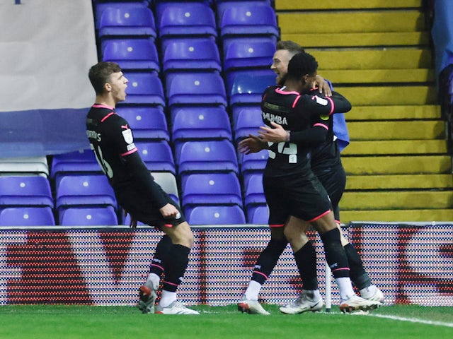 Peterborough United's Jack Marriott celebrates scoring their first goal on January 25, 2022
