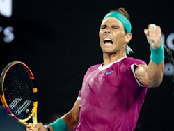 Rafael Nadal reacts at the Australian Open on January 30, 2022