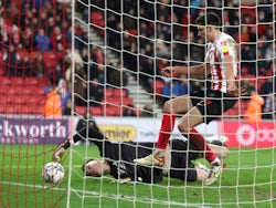 Sunderland's Ross Stewart scores their first goal on January 11, 2022