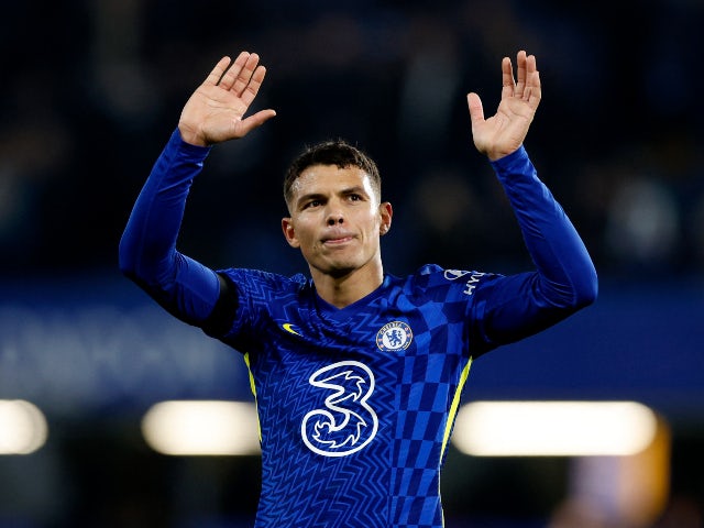 Thiago Silva in action for Chelsea in January 2022