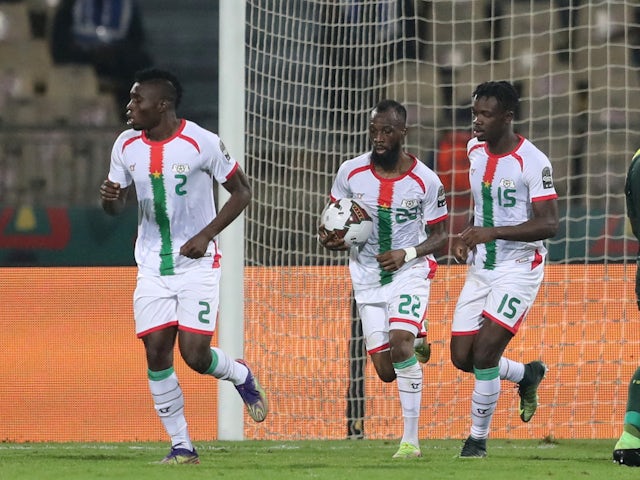 Burkina Faso's Blati Toure celebrates scoring their first goal on February 2, 2022