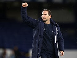 Everton manager Frank Lampard celebrates after the match on February 5, 2022