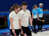 Jennifer Dodds (GBR) and Bruce Mouat (GBR) during a curling mixed doubles round robin match in the Beijing 2022 Olympic Winter Games on February 2, 2022