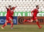 Lebanon's Maher Sabra celebrates scoring their first goal with teammates on February 1, 2022