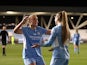 Manchester City Women's Jessica Park celebrates scoring their first goal with Georgia Stanway on February 3, 2022