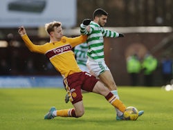 Celtic's Liel Abada in action with Motherwell's Nathan McGinley on February 6, 2022