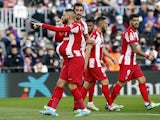 Atletico Madrid's Yannick Carrasco celebrates scoring their first goal on February 6, 2022