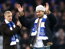 Everton's new signings Donny van de Beek and Dele Alli are introduced to the fans at half time, February 5, 2022