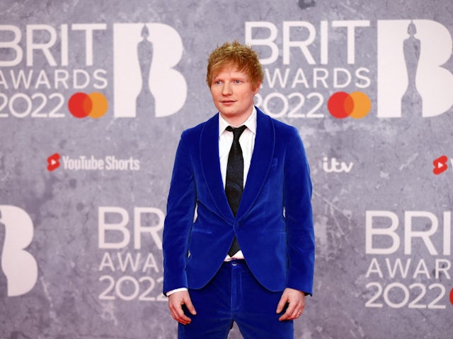 Ed Sheeran arrives at the Brit Awards on February 8, 2022