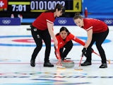 Great Britain's Eve Muirhead, Jennifer Dodds and Hailey Duff in action at the Beijing 2022 Winter Olympics on February 10, 2022