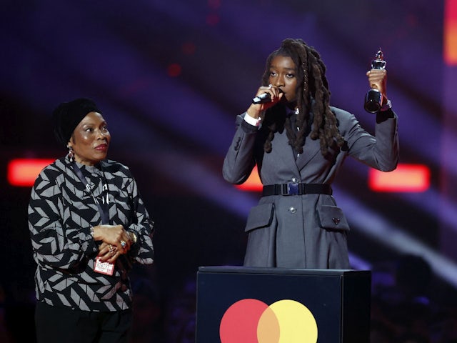Little Simz receives the Best New Artist award at the Brits on February 8, 2022