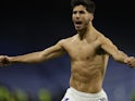Marco Asensio celebrates scoring for Real Madrid on February 6, 2022