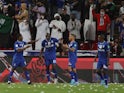 Al Hilal's Odion Ighalo celebrates scoring in the Club World Cup on February 6, 2022