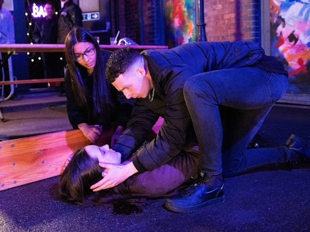 Amy, Asha and Jacob on the first episode of Coronation Street on February 14, 2022