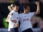 Tottenham Hotspur Women's Ashleigh Neville celebrates scoring their second goal with teammates