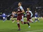 West Ham United's Craig Dawson celebrates scoring their second goal on February 13, 2022