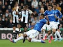  Newcastle United's Allan Saint-Maximin in action with Everton's Yerry Mina on February 8, 2022