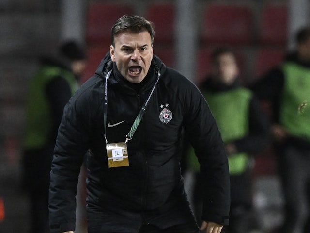 Partizan Belgrade coach Aleksandar Stanojevic on February 17, 2022