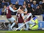 Burnley's Wout Weghorst celebrates scoring their first goal with teammates on February 19, 2022