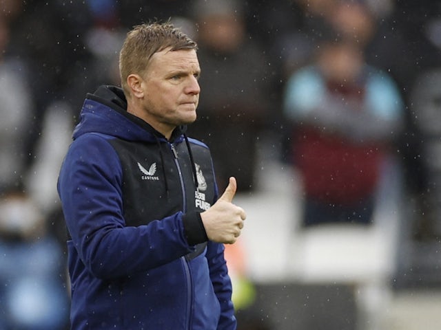 Newcastle United manager Eddie Howe reacts on February 19, 2022