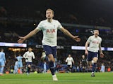Tottenham Hotspur's Harry Kane celebrates scoring their third goal on February 19, 2022