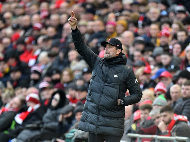 Liverpool manager Jurgen Klopp reacts on February 19, 2022