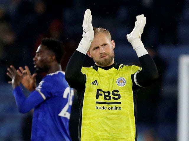 Leicester City's Kasper Schmeichel after the match on February 13, 2022