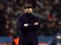 Paris Saint-Germain (PSG) coach Mauricio Pochettino wearing a protective face mask on February 15, 2022