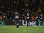 Paris Saint-Germain's  Lionel Messi reacts after Nantes' Ludovic Blas scored their third goal  on February 19, 2022