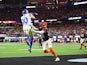 Los Angeles Rams wide receiver Cooper Kupp (10) catches a touchdown pass over Cincinnati Bengals cornerback Eli Apple (20) in the 4th quarter in Super Bowl LVI at SoFi Stadium on February 13, 2022