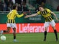 Vitesse Arnhem's Lois Openda celebrates scoring their first goal on February 17, 2022
