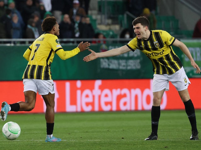 Vitesse Arnhem's Lois Openda celebrates scoring their first goal on February 17, 2022