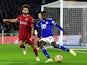 Leicester City's Wilfred Ndidi in action with Liverpool's Mohamed Salah on December 21, 2021
