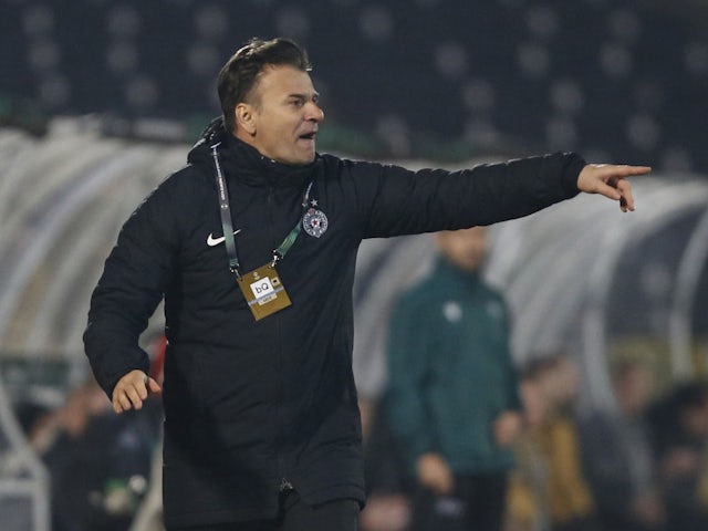 Partizan Belgrade coach Aleksandar Stanojevic reacts on February 24, 2022