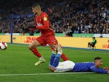 Watford's Ashley Fletcher in action with Leicester City's Youri Tielemans on January 8, 2022