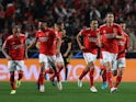 Benfica's Jan Vertonghen celebrates after Ajax Amsterdam's Sebastien Haller scored an own goal on February 23, 2022