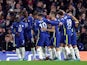 Chelsea's Kai Havertz celebrates scoring their first goal with teammates on February 22, 2022