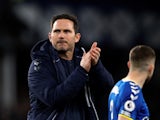  Everton manager Frank Lampard applauds fans after the match on February 26, 2022