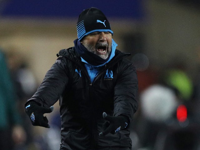 Marseille coach Jorge Sampaoli reacts on February 24, 2022