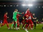 Liverpool celebrate beating Leicester City on penalties in the EFL Cup in December 2022