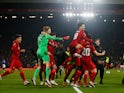 Liverpool celebrate beating Leicester City on penalties in the EFL Cup in December 2022