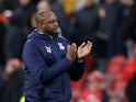 Crystal Palace manager Patrick Vieira applauds fans after the match, on February 12, 2022