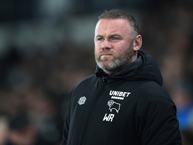 Derby County manager Wayne Rooney on February 23, 2022