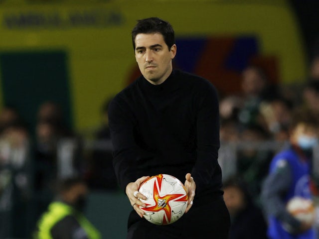 Rayo Vallecano coach Andoni Iraola during the match on March 3, 2022