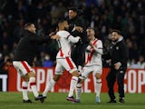 Rayo Vallecano's Bebe celebrates scoring their first goal with teammates on March 3, 2022