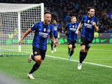 Inter Milan's Lautaro Martinez celebrates scoring their first goal on March 4, 2022